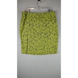 LANE BRYANT LIME GREEN & GREY FLORAL STRAIGHT STRETCH SKIRT SIZE 20